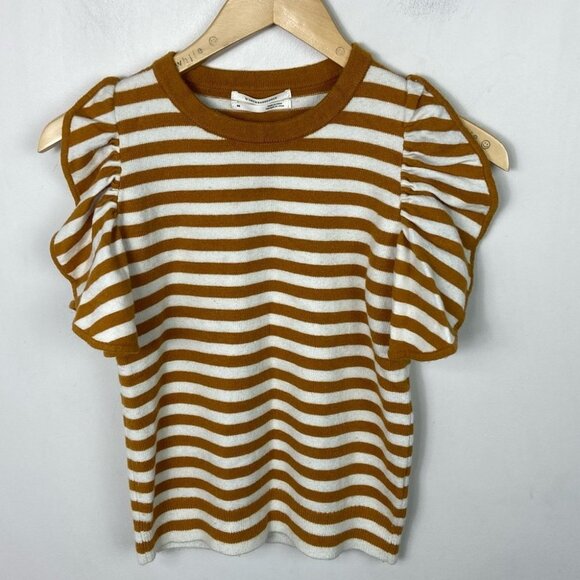 Anthropologie Jillian Flutter Sleeved‎ Top Size XS Stripe Ruffle Knit Bohemian - Picture 7 of 11